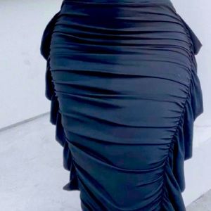 Black Ruffle Tube Skirt